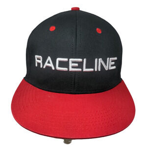 Raceline Wheel Men's Snapback Hat Red Black Adjustable Embroidered Logo